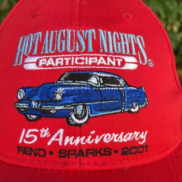Hot August Nights Participant 2001 Embroidered Red Hat Cap 15th Anniversary - Picture 3 of 10